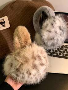 1PC/6PCSFashion Ladies Fuzzy Faux‑Fur Ear Warmers, Retro Leopard Pattern Plush Earmuffs, Thick Soft Cold‑Resistant Ear Covers, Comfortable Winter Ear Protection, Outdoor Daily‑Use Winter Accessory For Women & Girls - Multicolor - View 2