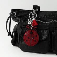 1pc Cute Fashionable Versatile Insect Series Red Shiny Rhinestone Ladybug Tassel DIY Keychain Bag Charm, Suitable For Girls And Women Daily Wear, Holiday Gift - Multicolor - View 3