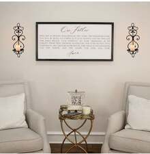 AMetal Wall Candle Sconce Holder Set Of 2 Hanging Wall Mounted Candle Sconces Holder, Wall Sconces Decor For Bedroom Dining Room, Black 10inch*6inch - LY0017 - View 8