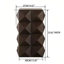 60CM Height Three-Dimensional Embossed Pattern Design Retro Side Table Retro Wooden Nightstand Brown,No Assembly Required - 棕色 - 查看 6