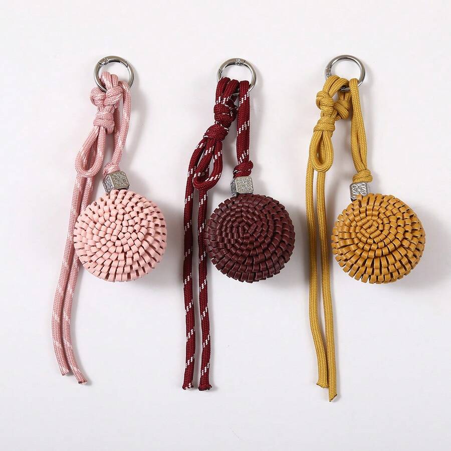 New PU Mini Bag Charm, Versatile Handmade Woven Ball Keychain, Women's Bag Accessory Pendant - Multicolor - View 1