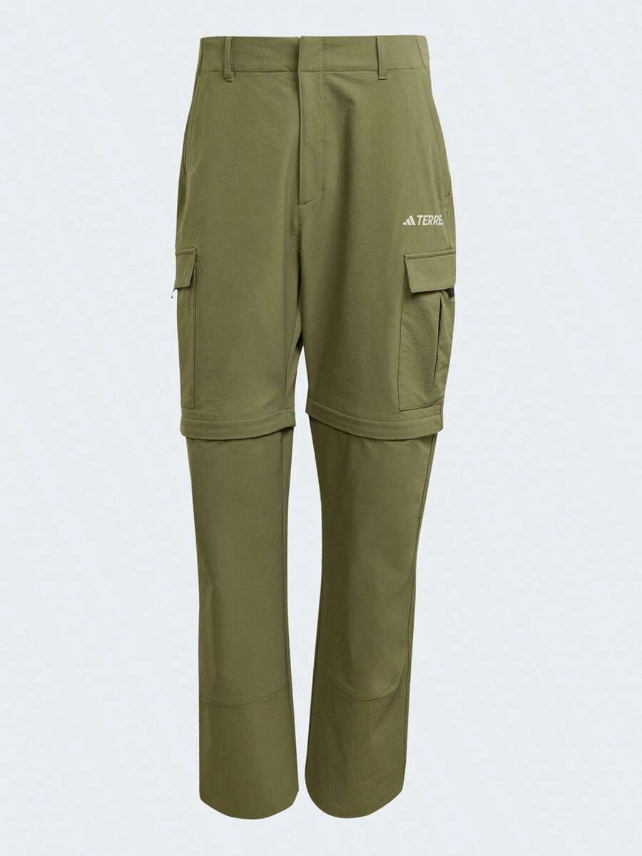 Adidas Spring/Autumn Men's Outdoor Cargo Pants, Detachable Shorts 2-In-1 Long Pants, Loose Fit Sports Casual Pants JD3485 - Rock Grey Olive Green - View 1
