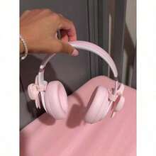 2pcs Pink Bow Decor Earphone Accessories, Cute Printed Bow Fashionable Earphone Attachments, Christmas Gift For Gamer Girls - Pink/2pcs - View 11