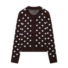 Liorin Autumn/Winter New Women's European And American Style Fashion Minimalist Polka Dot Knit Cardigan - Brown - View 3