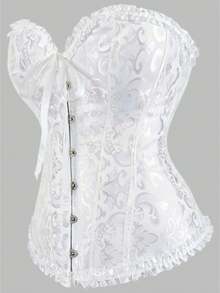 Women's Plus Size Court Style Corset Top, Waist-Cinching Body-Shaping Bustier, Sexy Jacquard Vintage Corset Top, Suitable For Wedding, Party, Halloween Costume, Role Play - Multicolor - View 23