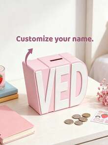 1pc Personalized Resin Letter Piggy Bank, Customized Initial Name Coin Savings Box, Colorful Durable Money Jar, Modern Home Decor Gift - Multicolor - View 4