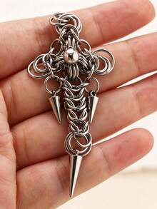 1/2Pcs Gothic Punk Cross Spike Charms, Stainless Steel Hand‑Made Pendant, Charms For Jewelry Making, DIY Necklace Earring Making Supplies - Pendants - View 4