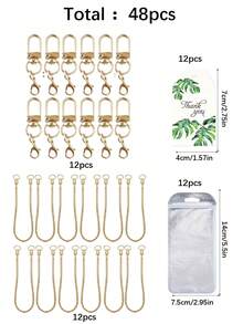 Set Gantungan Kunci Mini 48 Buah dengan Jepitan Lobster dan Rantai Penghubung Kepala Ganda, Karton, Tas Kemasan, Gantungan Kunci DIY, Aksesoris Gantungan Kunci untuk Festival Musik, Kembali ke Sekolah, Hadiah Ulang Tahun - Kit aksesori gantungan kunci - View 3