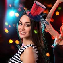 1pc Fashion Creative Decorative Sequin Hat Headband For Holiday Party Cosplay, Women's Decorative Role Play Prop, Suitable For Halloween Carnival Costume Party Dress-Up - Multicolor - View 4