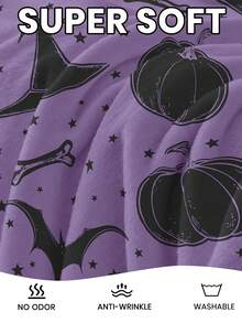 1pc Halloween Flannel Blanket, Single-Sided Print, Soft & Lightweight, Cartoon Pattern, Comfortable & Easy To Care, Multi-Purpose Blanket, Suitable For Bedroom, Sofa, Study And Dorm, Room Decor, Halloween Decor, Ideal Halloween Gift, Perfect Birthday Gift - Multicolor - View 6