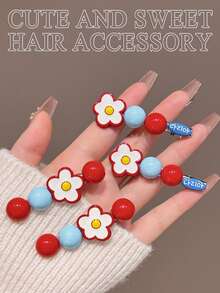 4/2pcs New Women's Front Hair Clips, Side Hair Clips, Exquisite Flower & Bird Beak Design Hair Accessories - Multicolor - View 2