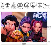 KPop Demon Hunters Backdrop Ulang Tahun Kartun 3D K-Pop DemonHunters, Latar Foto Adegan Harian Menyenangkan, Cocok untuk Dekorasi Dinding Pesta Anak Perempuan - MultiWarna - View 8