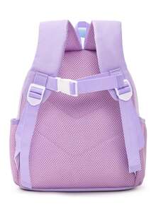 1pc Lightweight Contrast Color Panda Print Cute Backpack, Casual Student Backpack - Purple - View 7