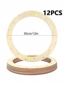 6/12pcs 12 Inch Wooden Wreath Frame, 16 Holes - DIY Craft Ring For Floral Arrangement, Home Decor And Party Centerpiece Supplies, For Wreath Accessories - A - View 9