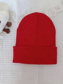 [Customized] Personalized Kids Knitted Beanie With Text,Name Or Logo, Rolled Edge Boy Girl Hat For Daily Wear & Holiday Gift - Multicolor - View 29