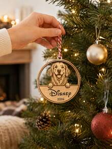 Custom Pet Ornament, Personalized Wooden Christmas Tree Decor, Rustic Pet Hanging Sign, Customized Photo Name Keepsake, Customizable Picture Holiday Home Decor, Xmas Gift For Dog Lovers, Stocking Stuffer, Family Christmas Gift, Family And Friends - Multicolor - View 5
