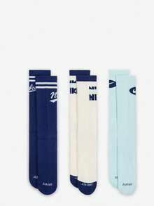 Nike/Authentic Kaos Kaki Kasual Unisex Motif Olahraga Baru Setinggi Betis, Paket 3 Buah HJ9336-902 - HJ9336-902 - View 3
