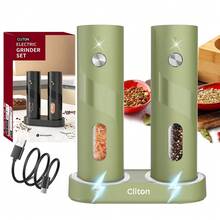 Rechargeable Automatic Electric Salt And Pepper Grinder, One-Hand Operation LED Light Spice Mill, Electronic Spice Shaker, 3 Options Available: 1pc Grinder / 2pcs Grinder Set / 2pcs Grinder With Charging Base, Suitable For Kitchen, Dining And BBQ - Multicolor - View 12