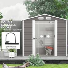 7 X 4ft Garden Shed - Light Grey Steel Storage Shed Frame With Foundation Kit In Metal For Garden - Light Grey - View 5