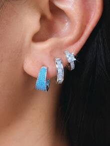 rakol 6pcs Fashionable Versatile Bohemian Style Cubic Zirconia Earring Set, Suitable For Women's Daily Stacking Decoration - Earrings - View 12