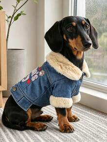 PETCIRCLE 1PC Pet Clothes European And American Style Japanese And Korean Style Dog Cat Small Dog Puppy Happy Puppy Cute Pet Plush Collar Design Outdoor Wear With Built-In Leash Clip Mother-Child Outfit - Multicolor - View 2