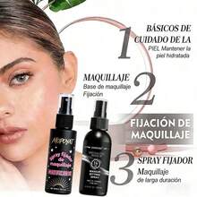 Set MOPOYAT de 2 Sprays Fijadores: Larga Duración + Acabado Mate – Te aguanta el maquillaje, te controla los brillos y te lo deja con mejor aspecto – Pa' que no batalles con el calor – 2 Piezas - negro - Ver 3