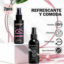Set MOPOYAT de 2 Sprays Fijadores: Larga Duración + Acabado Mate – Te aguanta el maquillaje, te controla los brillos y te lo deja con mejor aspecto – Pa' que no batalles con el calor – 2 Piezas - negro - Ver 4
