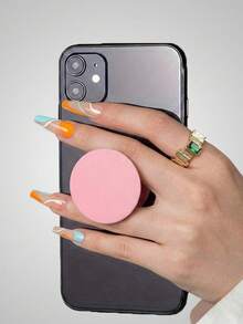 Minimalist Solid Color Round Telescopic Air Cushion Phone Stand, Commute Selfie Binge-Watching Slouchy Stand, High Cost-Performance Telescopic Stable Anti-Slip, Compatible With Apple And Android All Models, Summer Small Gift, Niche Thoughtful Gift For Girls - Black - View 1