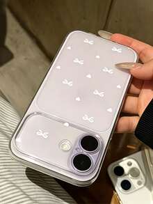 1pc Fashionable Fresh Floral Butterfly Pattern Transparent Frosted Full Coverage Soft Phone Case, With Small Frame Cat Print Design, Suitable For IPhone18/18Pro/18promax/17Promax/17Pro/17/16/15/14/13/15 Pro Max/14/15/16 Plus And Other Models, Ins Style New Phone Protective Cover - Transparent 2 - View 2