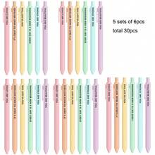 6/12/30/60pcs Macaron Color Inspirational Positive Energy Encouragement Quote Pen Set, Black Ink, Easy-Clip Rubber Texture Ballpoint Pens, Colorful Diary Writing Stationery Pens - Multicolor - View 14