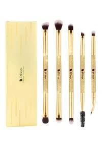 DUcare Golden 5-Piece Shimmer Dual-Ended Eye Shadow Makeup Brush Set, All-In-One Makeup Brush Kit, Crafted With Synthetic Fibers For A Flawless, Portable And Essential Beauty Brush Tool - Gold - View 9