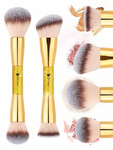 DUcare Golden 7-Piece Shimmer Multi-Functional Dual-Ended Makeup Brush Kit, All-In-One Foundation Powder Concealer Contour Eyeshadow Makeup Brush Collection, Crafted With Synthetic Fibers For A Flawless, Portable And Essential Beauty Brush Tool - Gold - View 2