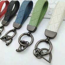 Faux Leather Car Keychain With Anti-Lost D-Ring, Minimalist Key Ring Lanyard Pendant - A - View 3