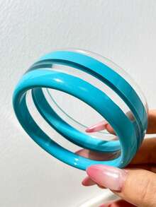 Dopamine Geometric Ring Resin Women's Bracelet Exaggerated Versatile Women's Bangle Set - Multicolor C - View 8