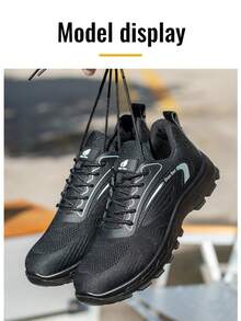 Botas de trabajo con punta de acero unisex, ligeras & transpirables, resistentes a pinchazos, duraderas & resistentes - negro (nuevo) - Ver 5