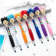 Cute Doll Smiling Face Rainbow Bowtie Ballpoint Pen, Multi-Color Touch Screen Pen, Creative Office & Study Gift, Random Color - A - View 2