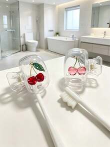 1pc Half Cherry Pattern Toothbrush Holder - Transparent Dust-Proof Toothbrush Cover, Bathroom Accessory, Perfect Protection For Women And Girls' Travel Toothbrushes, Portable Snap-Lock Toothbrush Storage Case, Fits Most Manual/Electric Toothbrushes, Dust-Proof Protective Cover, Suitable For Home And Travel, Family Gift, Back To School Gift, Travel Supplies - Multiple Styles - View 6