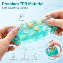 Q-Lia Ocean Theme Squeeze Cube, Ultra-Soft Transparent Stress Relief Toy With Built-In Shells And Fish, Crystal Clear Texture Fidget Toy, Soothing Sensory Toy For Adults And Children - Multicolor - View 5