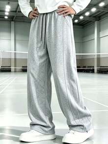 Men's Drawstring Elastic Waist Multi-Pocket Cargo Joggers, Casual Loose Fit Ribbed Cuff Sweatpants, Suitable For Outdoor And Daily Wear - Light Grey - View 11