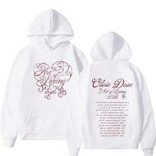 Olivia Dean Art Of Loving Album Tour 2026 Graphic Hoodie Men Women Vintage Sweatshirt Long Sleeves Loose Casual Fashion Pullove STMJ - White - View 2