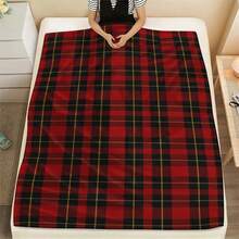 Soft & Comfortable 1pc Vintage Plaid Modern Flannel Christmas Red Background Plaid Nap Blanket - Seamless Plaid - Polyester Nap Blanket - Digital Printing Process, Suitable For Sofa, Bed, Travel, Office Home Decor - Multicolor - View 10