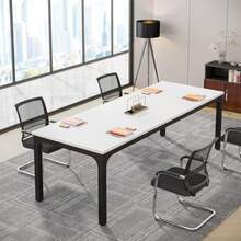 6.5FT Conference Table, 78.7-Inch Rectangle Meeting Seminar Table, Large Business Tables For 6-8 People Only Table (White+Black) - WhiteBlack - View 4