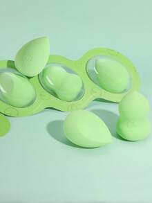 docolor Pea Pod 3 PiecesMakeup Sponge Collection – Teardrop + Chisel + Curvy Waist, Versatile Wet/Dry Applicators For Seamless Finish, Complete With Pea-Shaped Storage Case - Green - View 10