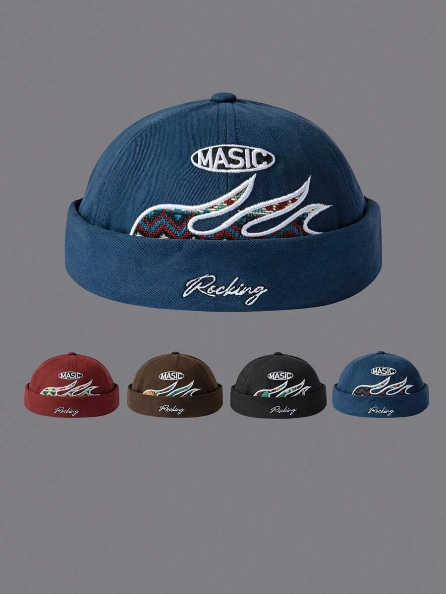 1pc Unisex Soft Top Embroidered Letter Vintage Street Style Brimless Cap For Outdoor And Daily Wear - Embroidery - View 1