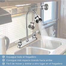 Grifo de cocina con rociador, grifo de cocina de dos manijas con tubo flexible en forma de cuello de cisne, grifo cromado de dos funciones para fregadero de cocina (cuerpo de latón, fácil instalación) - A - Ver 6