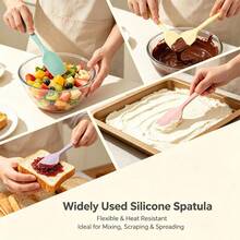 1/4pcs Heat-Resistant Silicone Spatula, Cream Cake Smoother, Jam Stirring Scraper, Baking And Cooking Tool Kitchen Scraper, Suitable For Baking, Stirring, Scraping, Cooking Silicone Spatula, Baking Accessories, Ideal Choice For Kitchen Use. - 彩色 - 查看 3