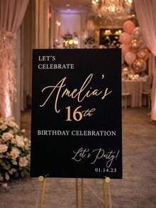 1件黑金風格個性化照片生日海報，客製化生日歡迎牌，白金生日歡迎牌，氣球生日牌，70歲生日海報，可列印標誌，適合任何年齡，海報印刷，時尚戶外海報裝飾，時尚家居裝飾，給他一份獨特的禮物，海報印刷適合任何年齡，時尚戶外海報裝飾，精緻時尚，客製化，個性化且獨特，是理想的禮物也是時尚的家居裝飾 - 彩色 - 查看 2
