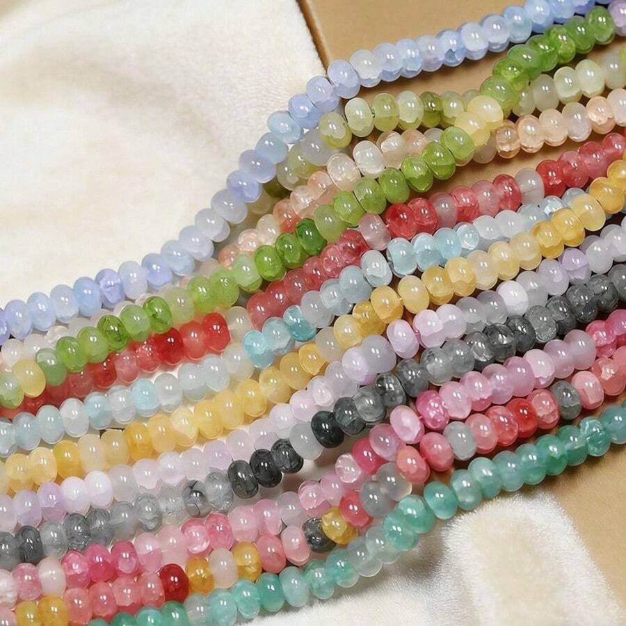 150pcs Multi-Color 8*5mm Cracked Abacus Beads, Jewelry DIY Beading Material, Suitable For Necklace Beading, Bracelet Beading, Bag Chain Beading - Multicolor - View 1