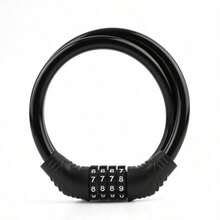 1pc Portable Bicycle Combination Lock, Steel Cable Anti-Theft Lock, 4-Digit Combination Ring Bike Lock, Cycling Accessory - Multicolor - View 9