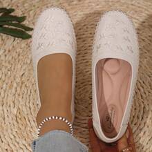 GOREYODOLY Women Loafers Butterfly Embroidery Design Slip On Flats Soft Flexible Upper Cushioned Insole Lightweight Comfort Anti Slip Durable Sole - Beige - View 12